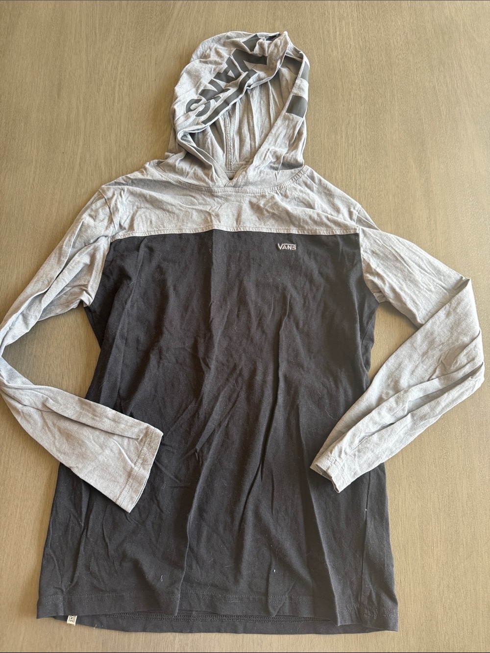 Vans Black and Light Gray Hooded Long-Sleeve Tee
